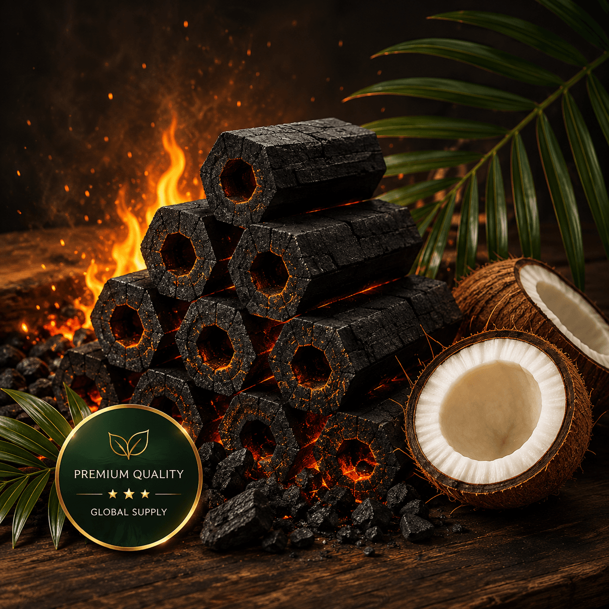 Premium quality coconut shell charcoal briquettes