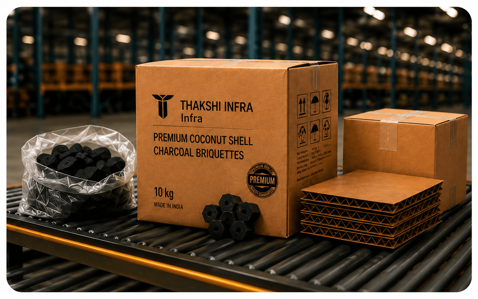 Thakshi Infra 10kg charcoal packaging